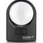 ocularX M1 2.5x round LED hand magnifier with a 58 mm lens, a lighted reading aid for mail, menus, and labels.