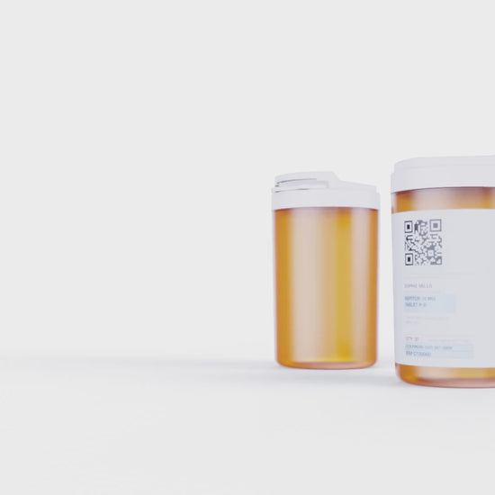 Video demonstration of the SnapSlide easy open pill bottle being opened and closed with one hand by pressing the tab, sliding it open, and snapping it shut, with no twisting needed for arthritis or weak hands.