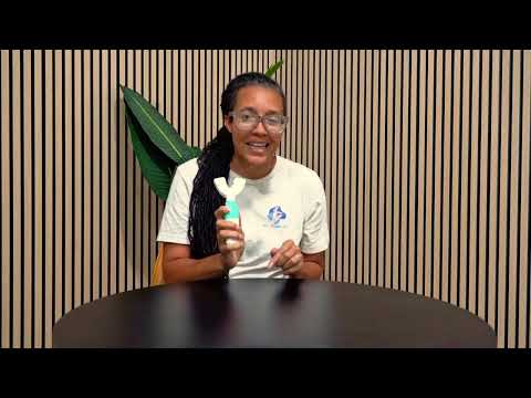Dr. Brandy Archie, occupational therapist and founder of AskSAMIE, shows how the SymplBrush mouthguard-style toothbrush works and explains why the junior size helps kids with developmental delays, attention challenges, or CP brush without fine motor stress.