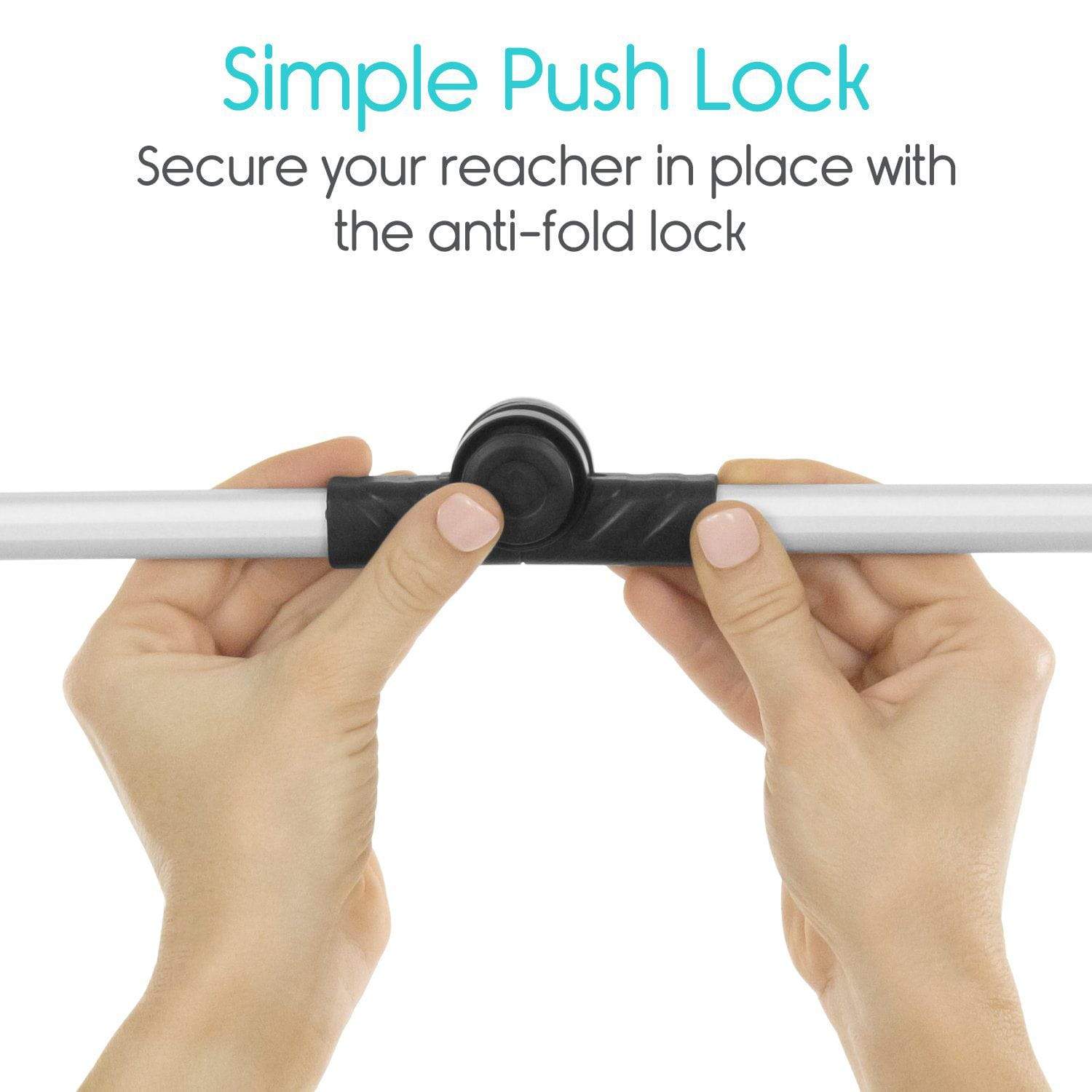 Foldable Reacher/Grabber Tool for Seniors picture shwoing locking mechanism from AskSAMIE
