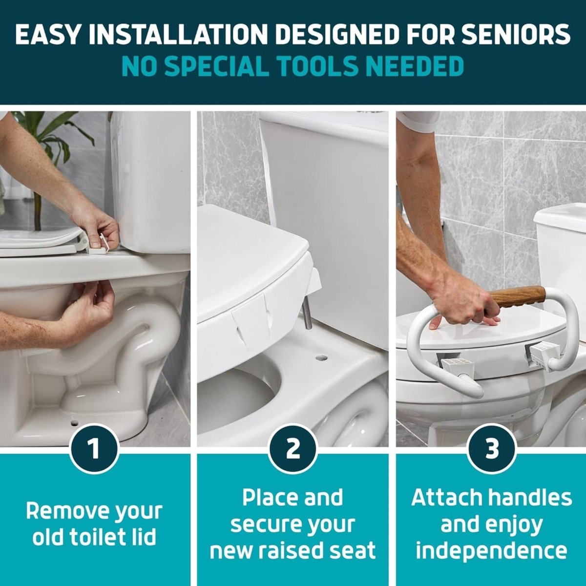 Raised Toilet Seat with Handles – Soft-Close, 3-Inch Riser for Seniors Lunderg - AskSAMIE: Answers for Accessibility