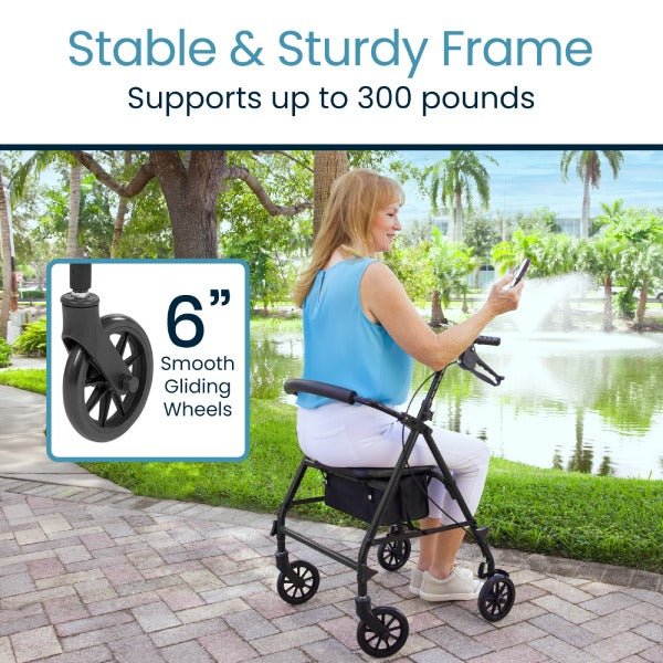 Rollator with 6" Wheels Vive Health - AskSAMIE: Answers for Accessibility