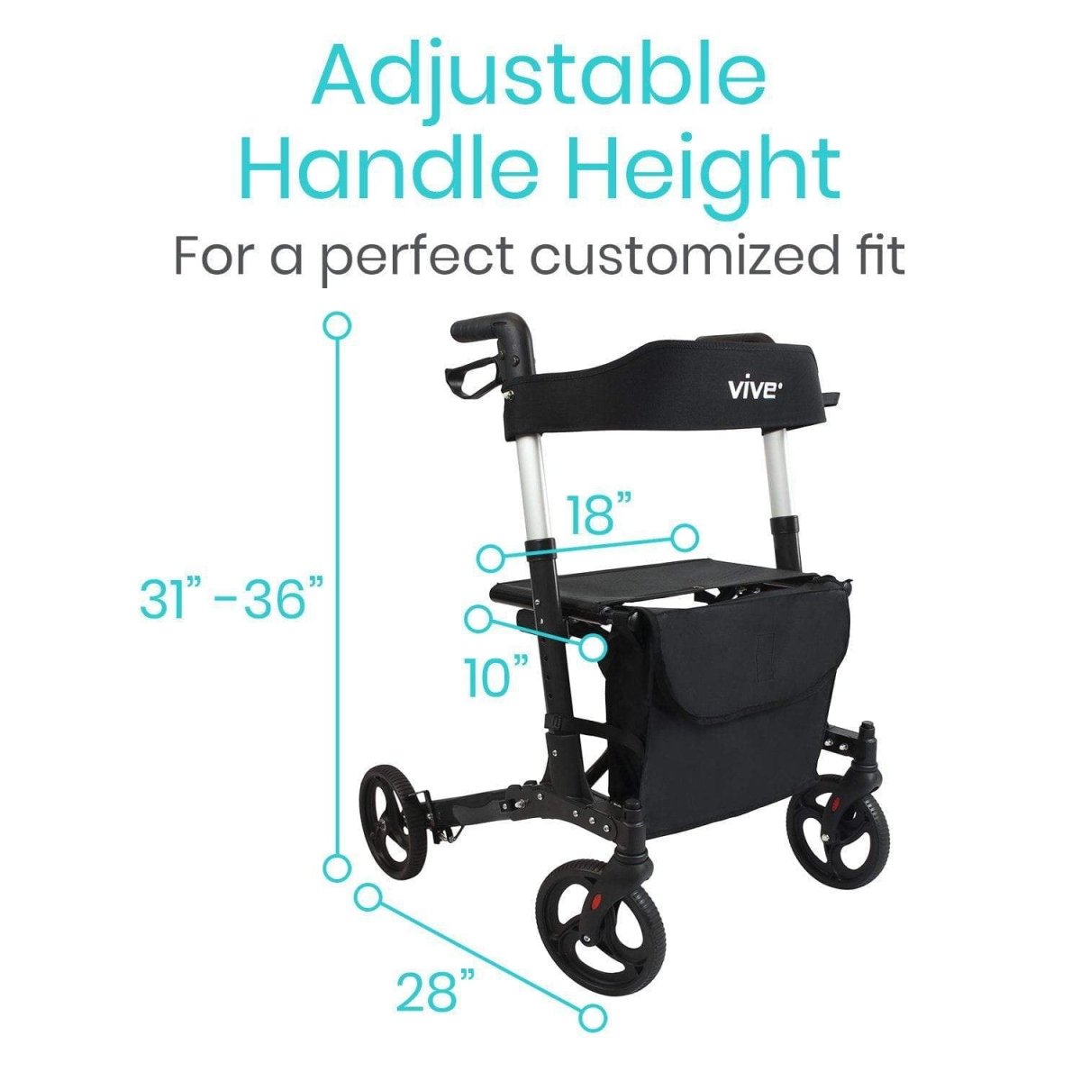 Rollator with 8" Wheels Vive Health - AskSAMIE: Answers for Accessibility