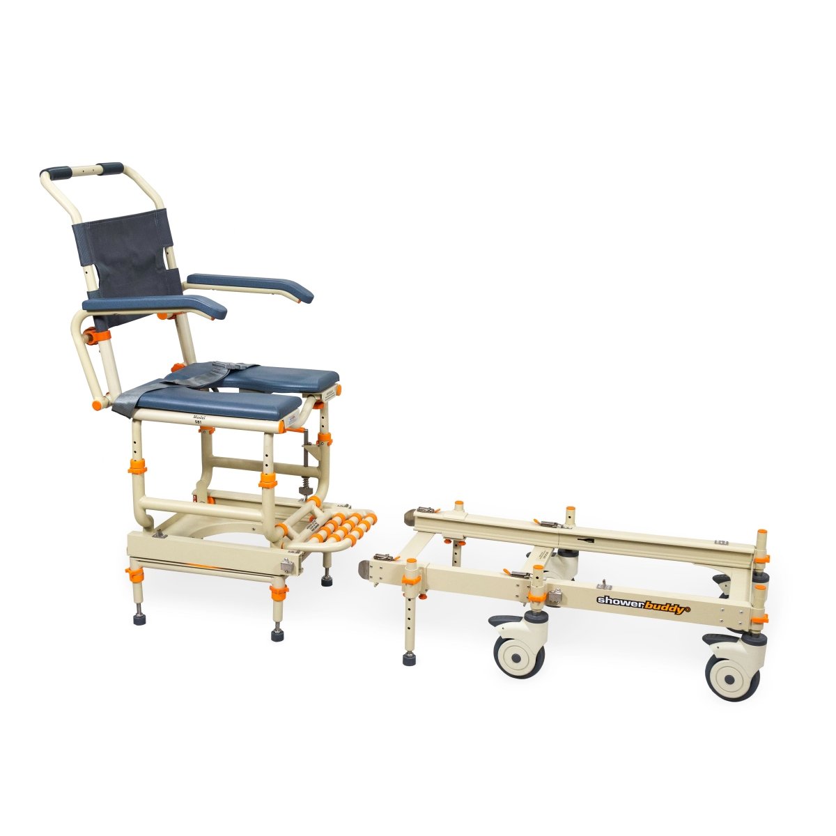 Rolling Shower Chair for Standard Showers | Gets over the threshold SolutionBased - AskSAMIE: Answers for Accessibility