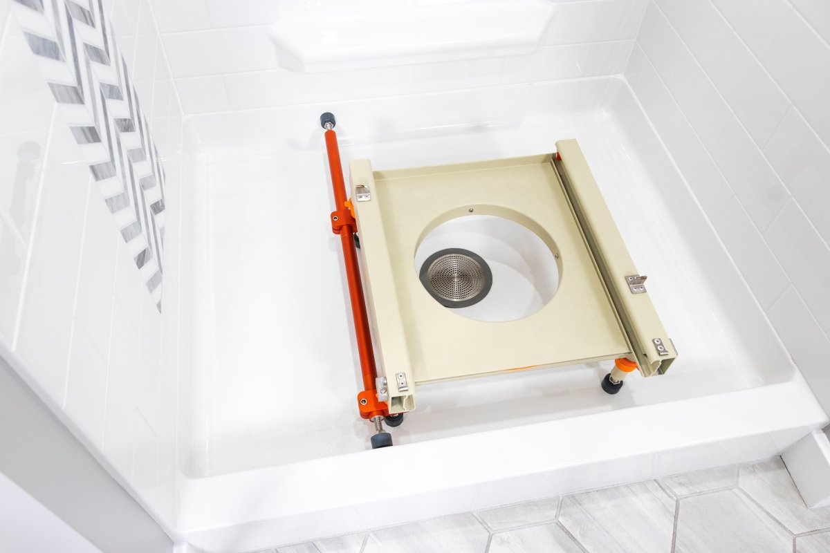 Rolling Shower Chair for Standard Showers | Gets over the threshold SolutionBased - AskSAMIE: Answers for Accessibility