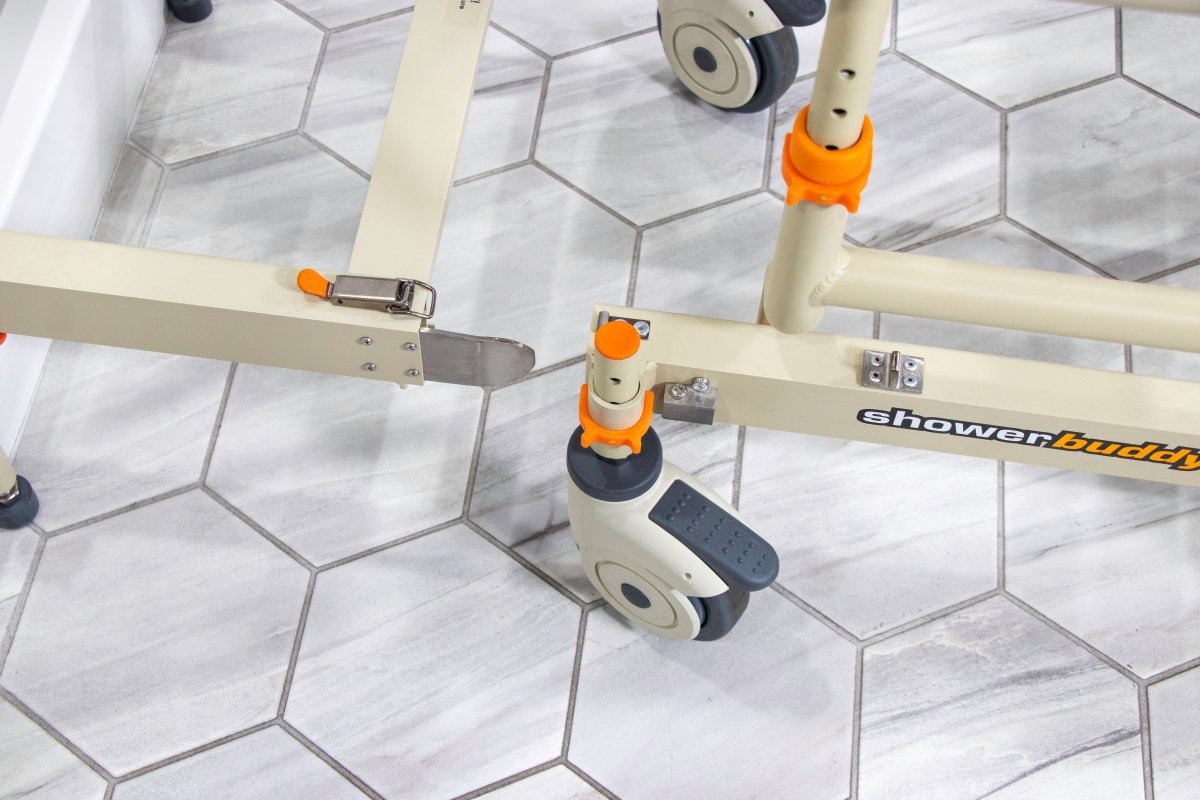 Rolling Shower Chair for Standard Showers | Gets over the threshold SolutionBased - AskSAMIE: Answers for Accessibility