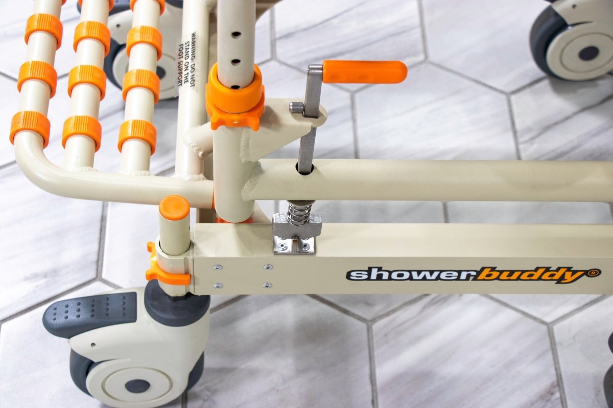 Rolling Shower Chair for Standard Showers | Gets over the threshold SolutionBased - AskSAMIE: Answers for Accessibility