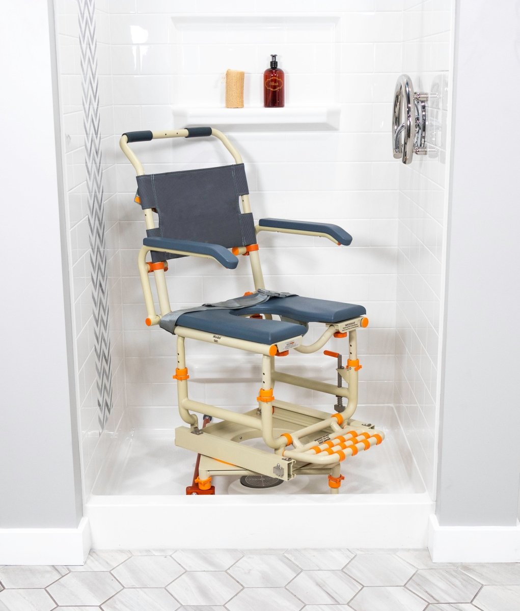 Rolling Shower Chair for Standard Showers | Gets over the threshold SolutionBased - AskSAMIE: Answers for Accessibility