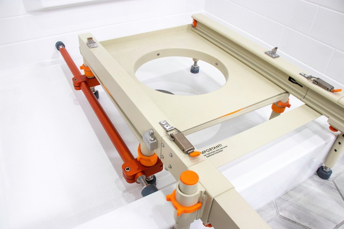 Rolling Shower Chair for Standard Showers | Gets over the threshold SolutionBased - AskSAMIE: Answers for Accessibility