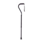 Adjustable single point walking cane with a contoured grip and rubber tip, used for balance and stability