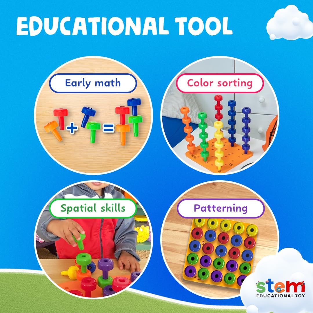 various ways of playing with the Stacking Pegboard Set from AskSAMIE