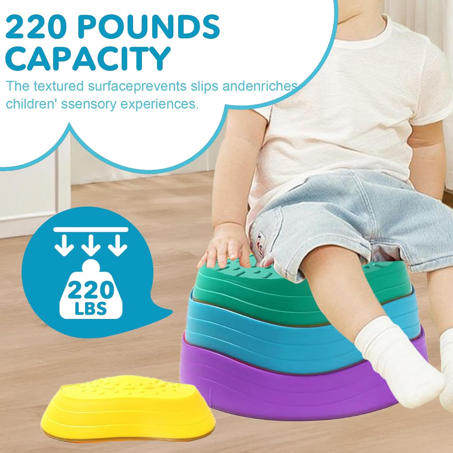 Stepping Stones for Kids weight capacity of 220 pounds from AskSAMIE
