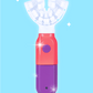 SymplBrush Jr. in the Coral and Purple color option, with the soft nylon bristle cradle attached to the handpiece.