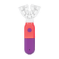 SymplBrush Jr. automatic toothbrush in Coral and Purple, showing the U shaped bristle cradle that cleans a child's whole arch of teeth at once.