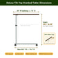 Dimension diagram of the Drive Medical tilt-top overbed table: 30 by 15 inch tabletop, height adjusts from 29.5 to 46 inches, top tilts up to 33 degrees either way, 26.5 by 15.5 inch base, 50 lb capacity, locking casters