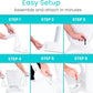 Six-step tool-free setup: remove the seat, place the rail plate over the bolt holes, and reinstall the seat on top.