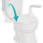 Vive Rise Up toilet safety rail bolted to a toilet, flip-up armrests on both sides turn the toilet into a chair with arms.