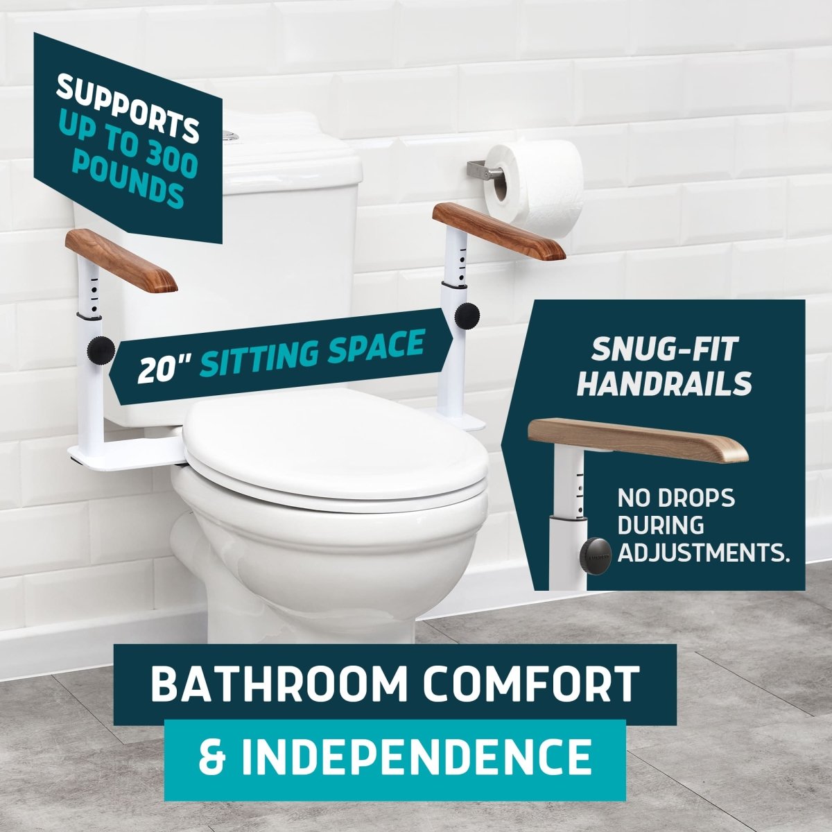 Toilet Safety Rails with Adjustable Height – No-Leg Design for Seniors Lunderg - AskSAMIE: Answers for Accessibility