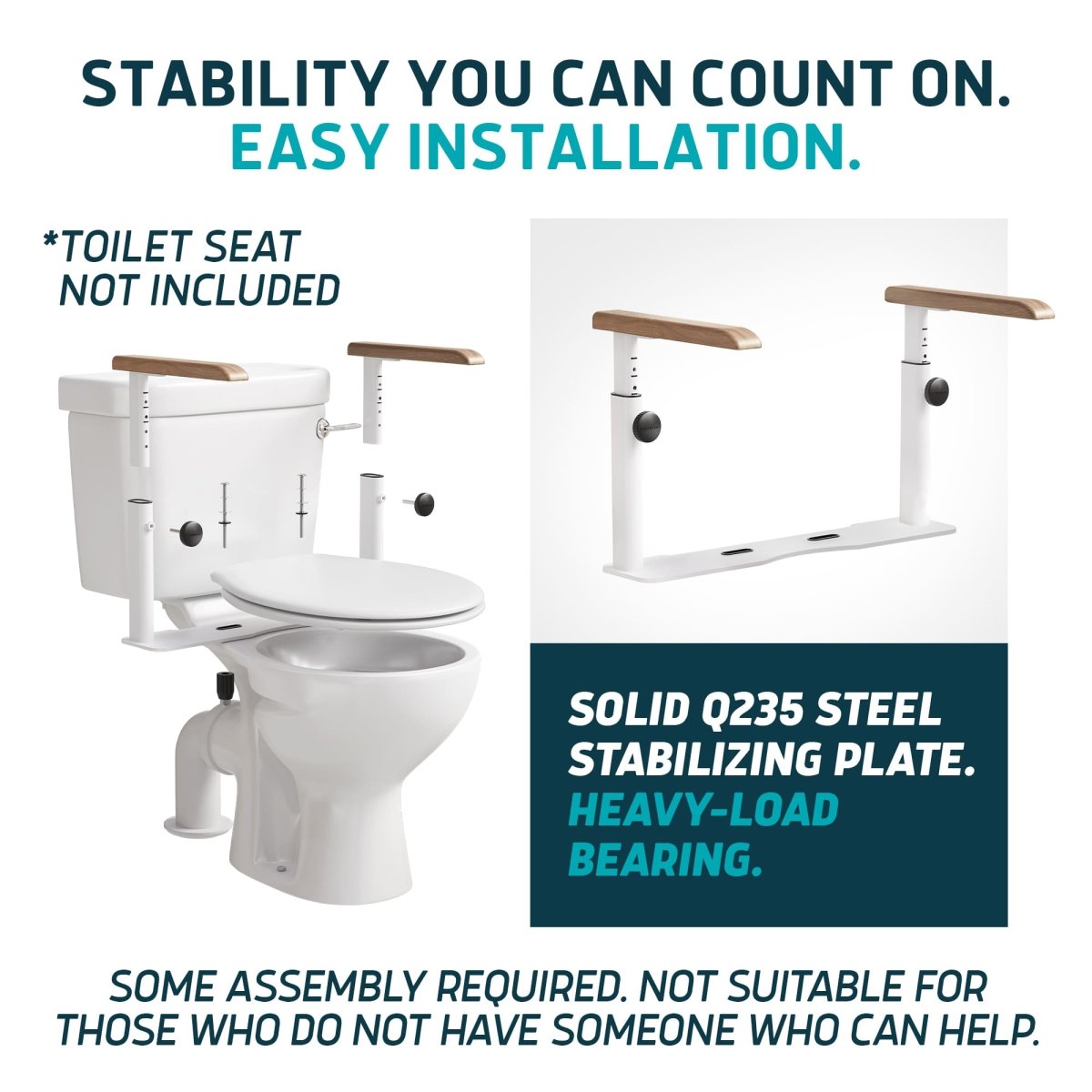 Toilet Safety Rails with Adjustable Height – No-Leg Design for Seniors Lunderg - AskSAMIE: Answers for Accessibility
