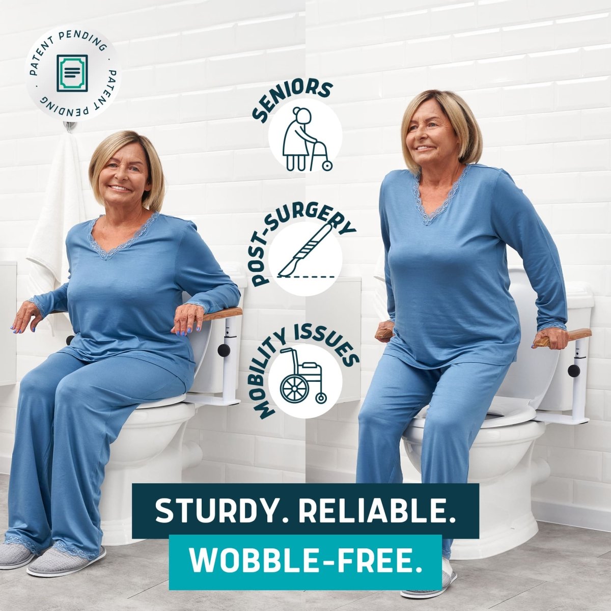 Toilet Safety Rails with Adjustable Height – No-Leg Design for Seniors Lunderg - AskSAMIE: Answers for Accessibility