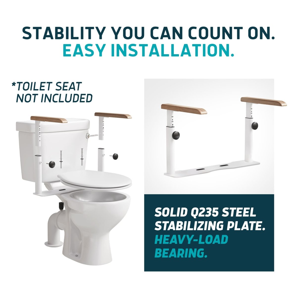 Toilet Safety Rails with Adjustable Height – No-Leg Design for Seniors Lunderg - AskSAMIE: Answers for Accessibility