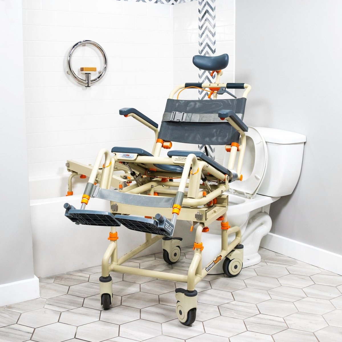 Tub Buddy Shower Chair Over the Bath with Tilt SolutionBased - AskSAMIE: Answers for Accessibility