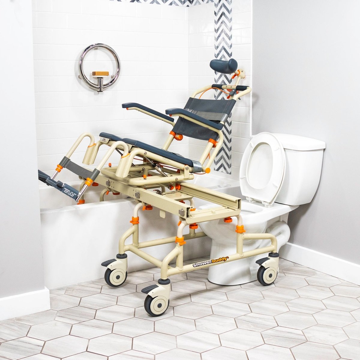 Tub Buddy Shower Chair Over the Bath with Tilt SolutionBased - AskSAMIE: Answers for Accessibility