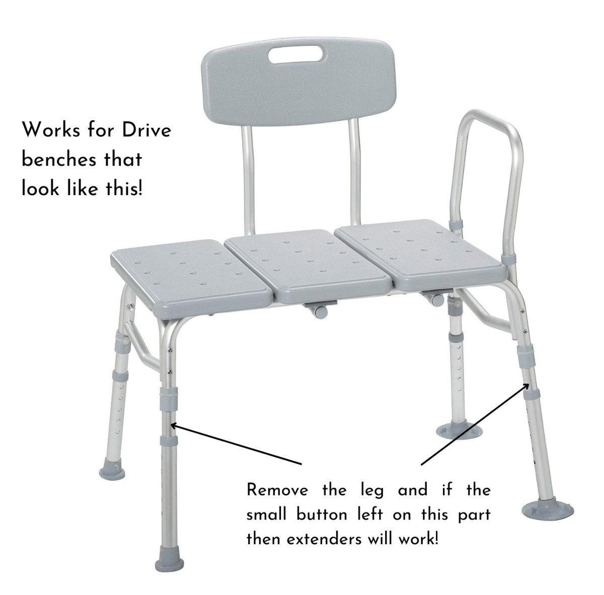 Tub Transfer Bench Leg Extensions | Makes tub bench taller AskSAMIE - AskSAMIE: Answers for Accessibility