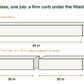 Dimension diagram of the under the sheet bed bumper: the one piece foam bumper is 42 by 5 by 5 inches, and the two part set has two 20 by 5 by 5 inch foam pieces that combine into a 40 inch bed edge guard