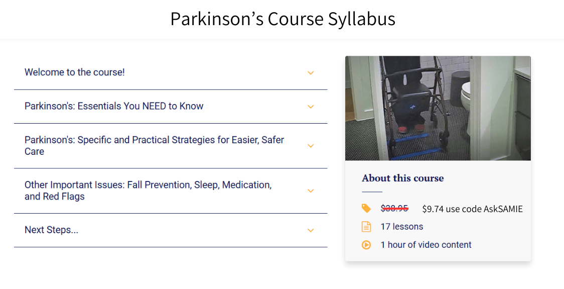 Video Training: Assisting Folks with Parkinson's Disease Higher Standards Caregiver Training - AskSAMIE: Answers for Accessibility