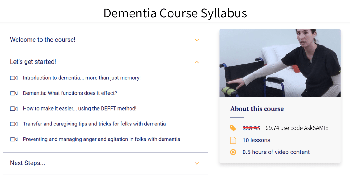 Video Training: Essential Concepts to Care for Folks with Dementia Higher Standards Caregiver Training - AskSAMIE: Answers for Accessibility