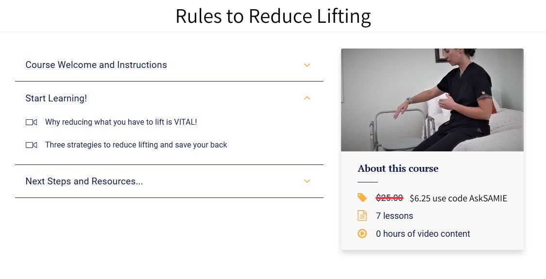 Video Training: Must Know Rules to Reduce Lifting Higher Standards Caregiver Training - AskSAMIE: Answers for Accessibility