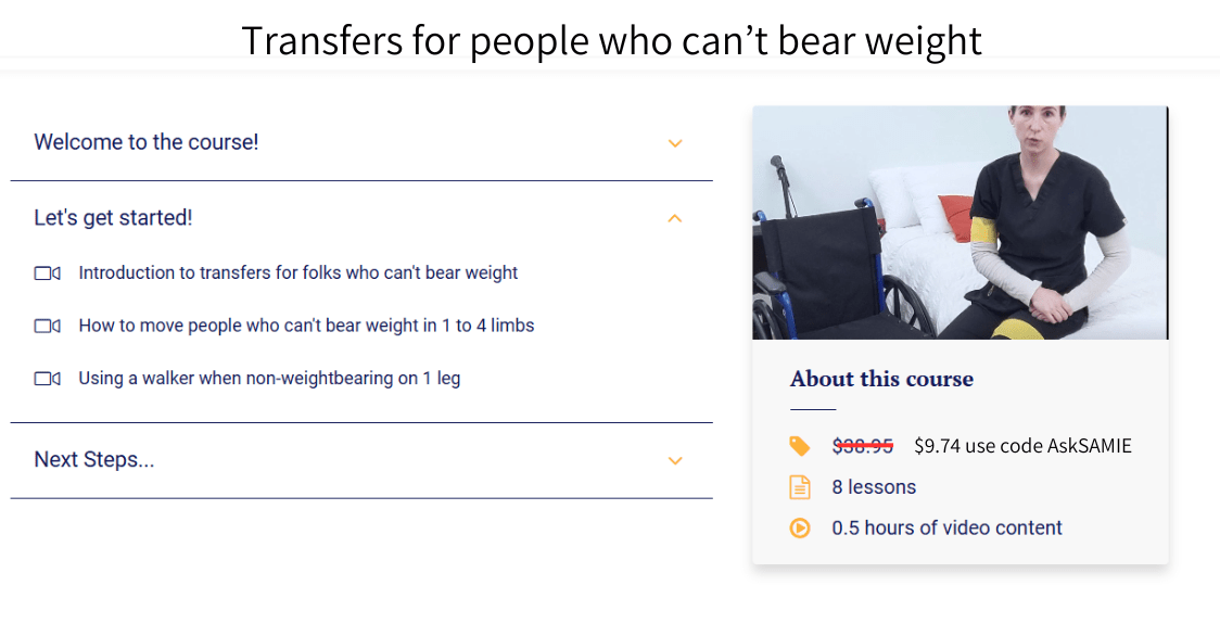 Video Training: Transferring Folks Who Can't Bear Weight Higher Standards Caregiver Training - AskSAMIE: Answers for Accessibility