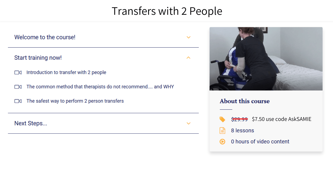 Video Training: Transferring Someone with Two People Higher Standards Caregiver Training - AskSAMIE: Answers for Accessibility