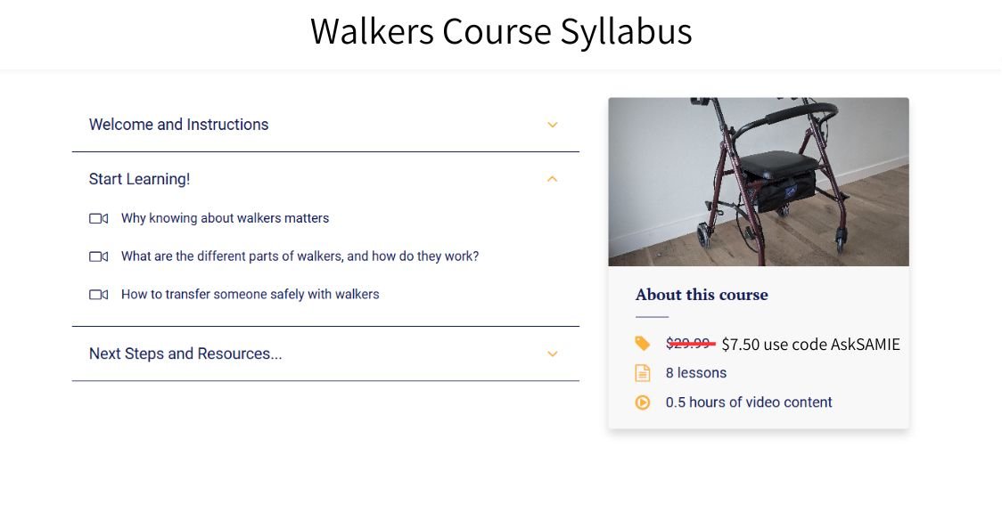 Video Training: Walkers Higher Standards Caregiver Training - AskSAMIE: Answers for Accessibility