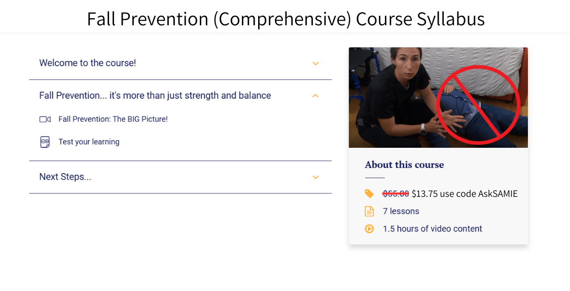 Video Training: What to Do if Someone Falls (Comprehensive) Higher Standards Caregiver Training - AskSAMIE: Answers for Accessibility