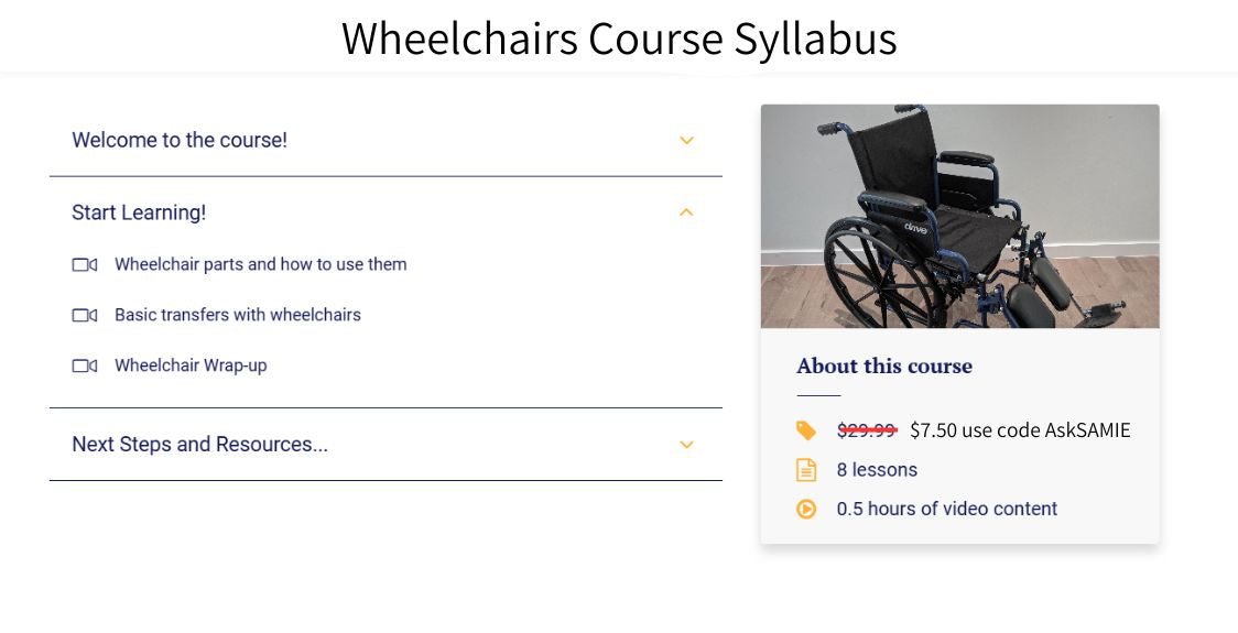 Video Training: Wheelchairs Higher Standards Caregiver Training - AskSAMIE: Answers for Accessibility