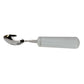 Weighted spoon with a wide grey built-up handle, used to steady tremors while eating