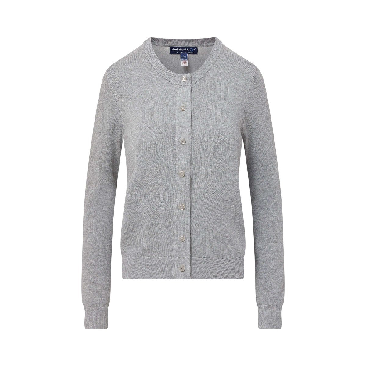 Women's Grey Adaptive Magnetic Front Knit Cardigan Sweater by MagnaReady® MagnaReady - AskSAMIE: Answers for Accessibility