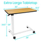 dimensions of non tilt overbed table