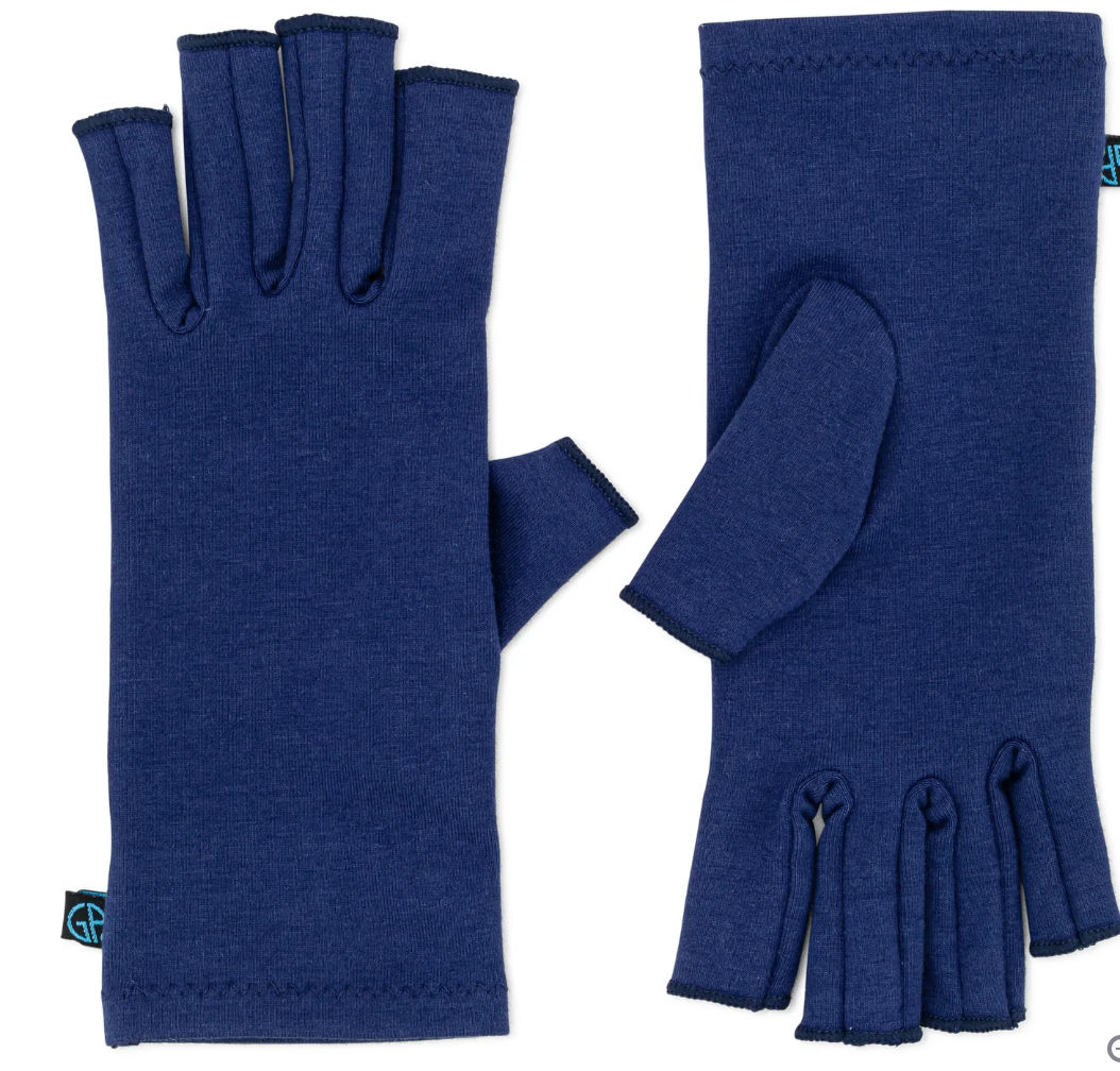 blue compression gloves
