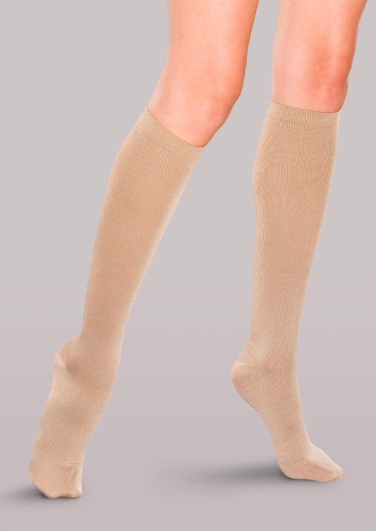 THERAFIRM WOMEN'S MILD RIBBED TROUSER SUPPORT SOCKS in beige at AskSAMIE