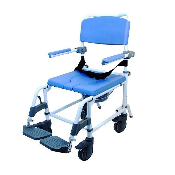 drop arm rolling commode shower chair