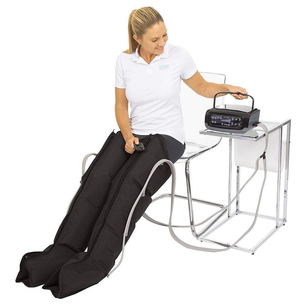 leg compression pumps on woman