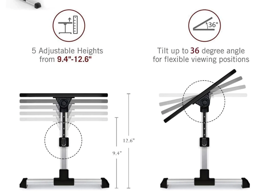 Tilt Bed Tray Table adjustable heights