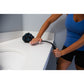 woman bending handle of loofah