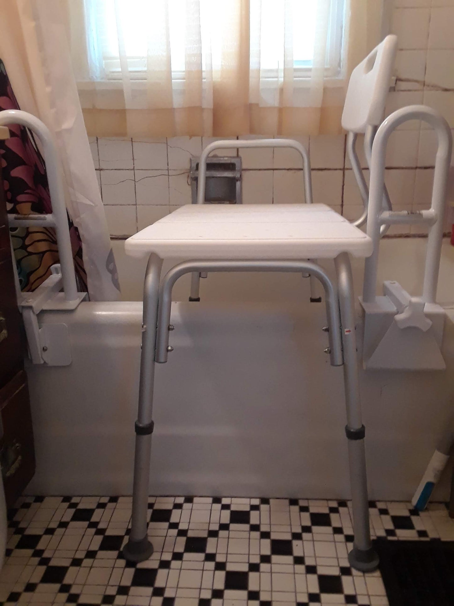 tub transfer bench leg extensions on bench