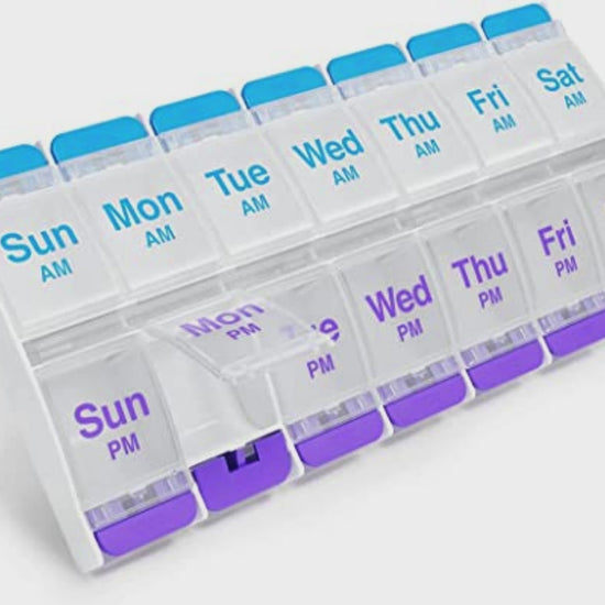 how Weekly AM/PM Push Button Pill Planner works video