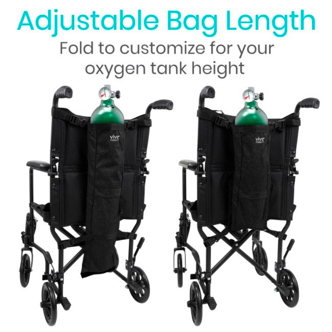 customizable length on oxygen tank holder bag 
