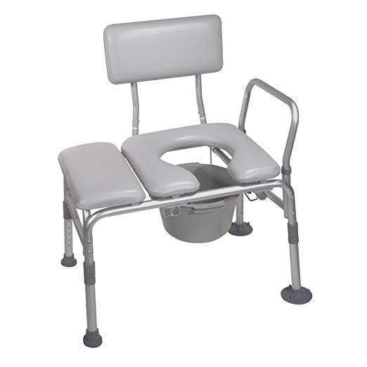 padded tub transfer bench with commode opening